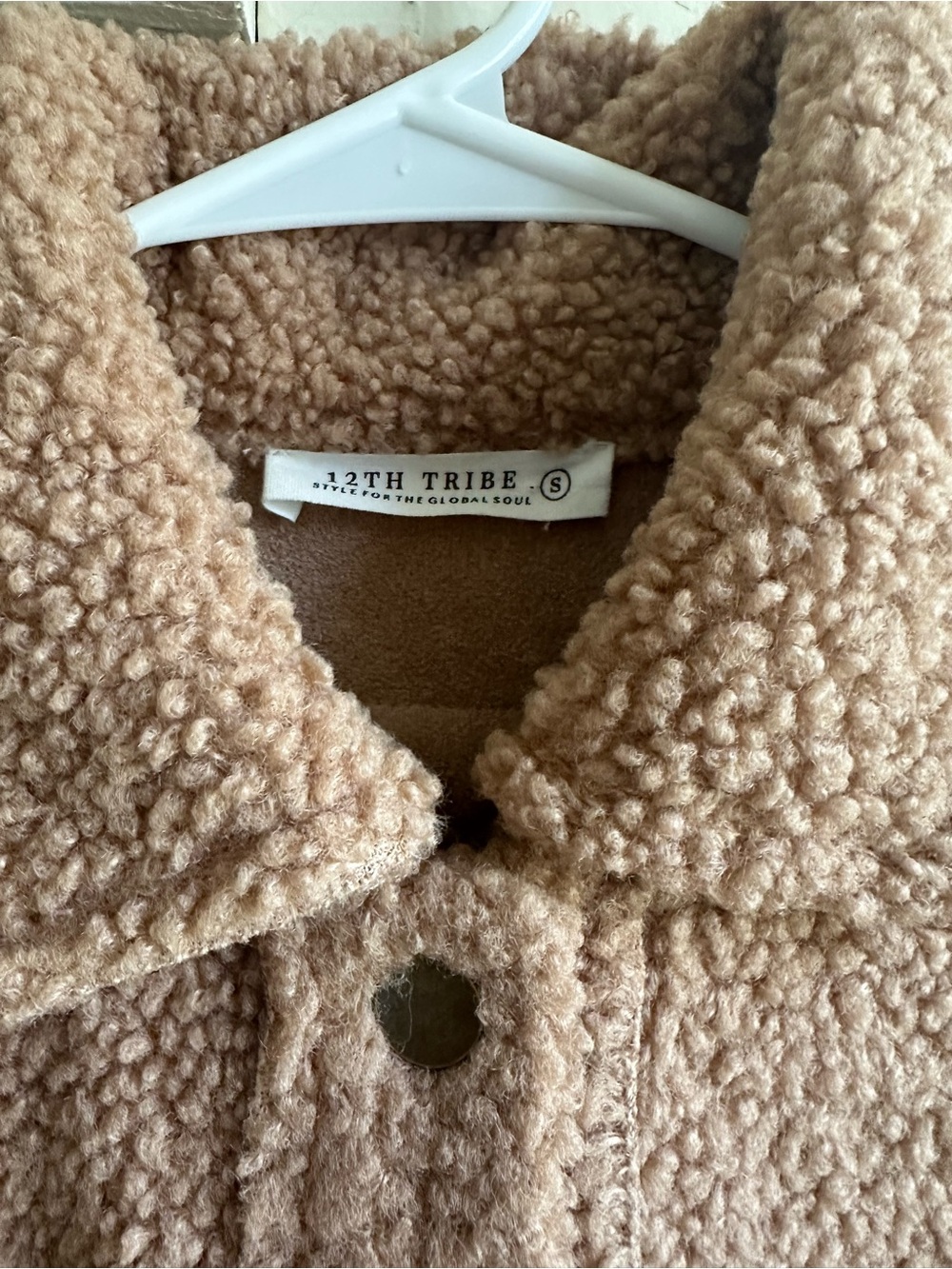 12th Tribe Taupe Teddy Sherpa Shacket - Picture 3 of 4